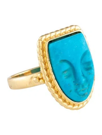Pre-owned Tagliamonte Dyed Magnesite Mask Ring In Multi