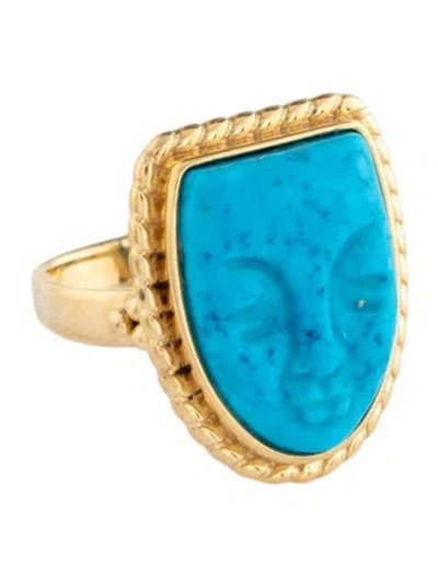 Pre-owned Tagliamonte Dyed Magnesite Mask Ring In Multi