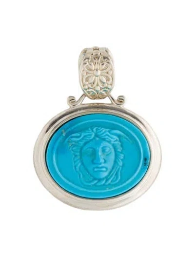 Pre-owned Tagliamonte Dyed Magnesite Venetian Cameo Pendant In Multi