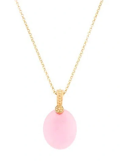 Pre-owned Tagliamonte Dyed Quartzite Cameo Necklace, 18" In Multi