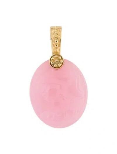 Pre-owned Tagliamonte Dyed Quartzite Cameo Pendant, 1.5" In Multi