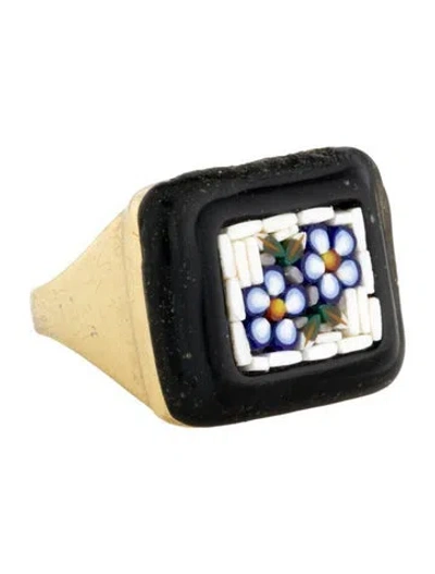 Pre-owned Tagliamonte Floral Micro Mosaic Cocktail Ring In Multi