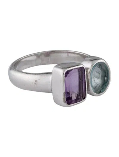 Pre-owned Tagliamonte Glass & Amethyst Venetian Cameo Cocktail Ring In Multi