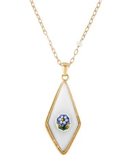 Pre-owned Tagliamonte Glass & Moonstone Labradorite Micromosaic Pendant Necklace, 18" In Multi