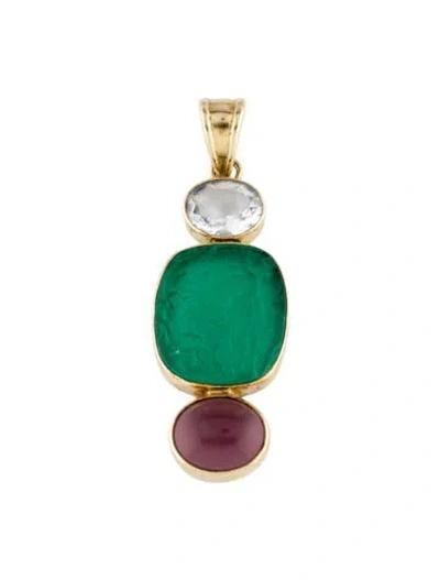 Pre-owned Tagliamonte Glass Cameo & Quartz Pendant In Multi
