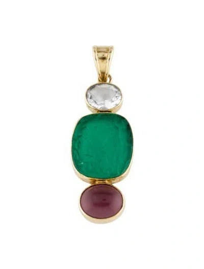 Pre-owned Tagliamonte Glass Cameo & Quartz Pendant In Multi