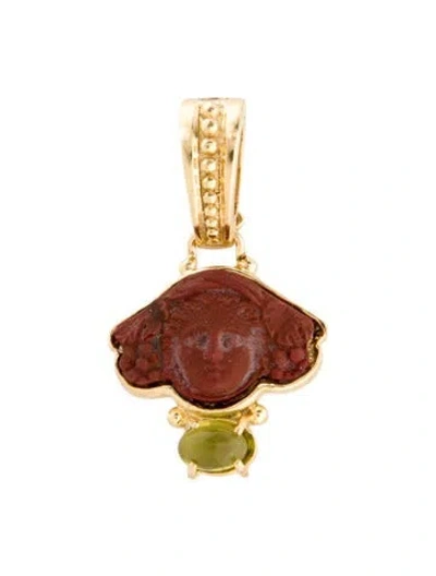 Pre-owned Tagliamonte Glass Cameo Pendant, 1.25" In Multi