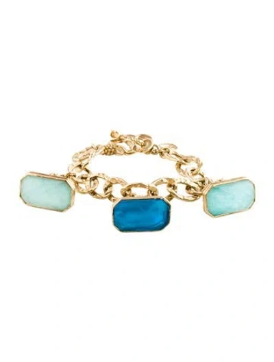 Pre-owned Tagliamonte Glass Charm Bracelet, 7" In Blue
