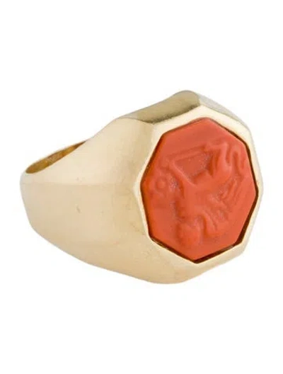 Pre-owned Tagliamonte Glass Cocktail Ring In Orange