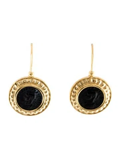 Pre-owned Tagliamonte Glass Drop Earrings In Black