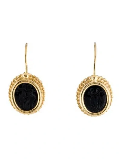 Pre-owned Tagliamonte Glass Drop Earrings In Black