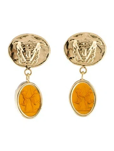 Pre-owned Tagliamonte Glass Drop Earrings In Orange
