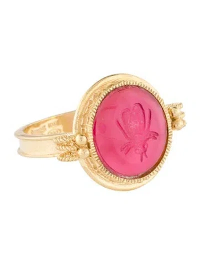 Pre-owned Tagliamonte Glass Intaglio Bee Cocktail Ring In Multi