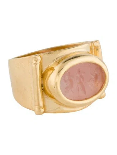 Pre-owned Tagliamonte Glass Intaglio Cocktail Ring In Pink