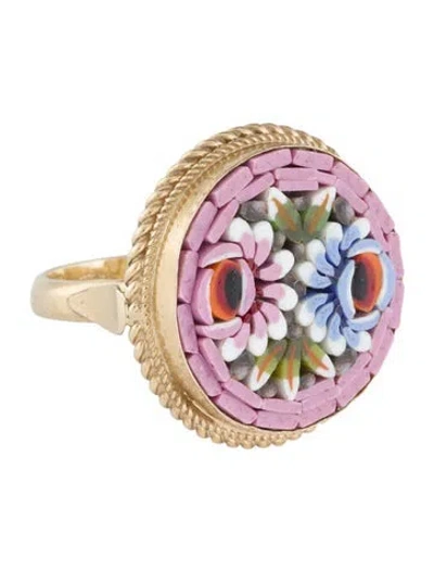 Pre-owned Tagliamonte Glass Micromosaic Cocktail Ring In Multi