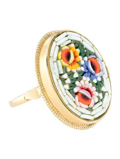 Pre-owned Tagliamonte Glass Micromosaic Cocktail Ring In Multi