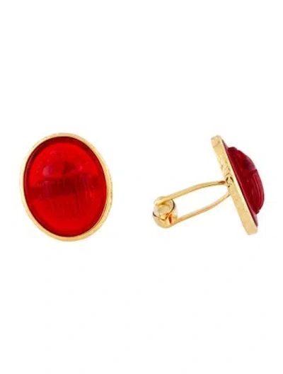 Pre-owned Tagliamonte Glass Scarab Cufflinks In Multi