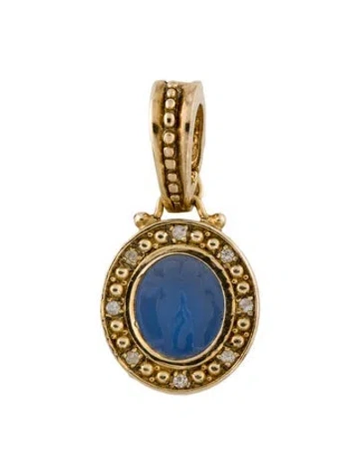 Pre-owned Tagliamonte Glass Venetian Cameo & Diamond Enhancer Pendant, 1.25" In Multi