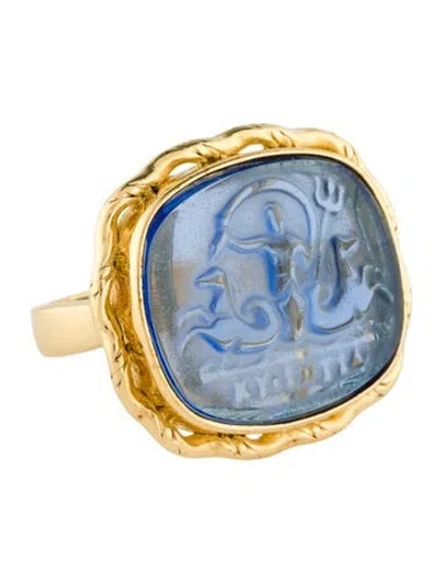 Pre-owned Tagliamonte Glass Venetian Cameo Cocktail Ring In Blue