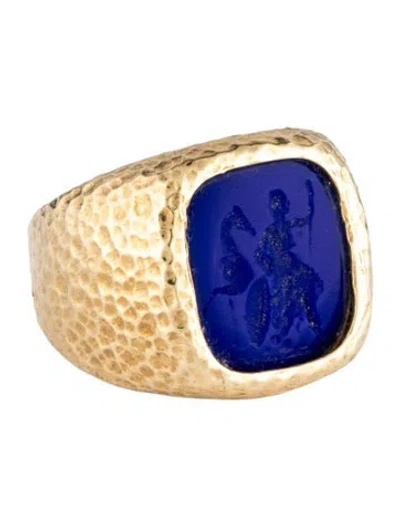Pre-owned Tagliamonte Glass Venetian Cameo Cocktail Ring In Blue