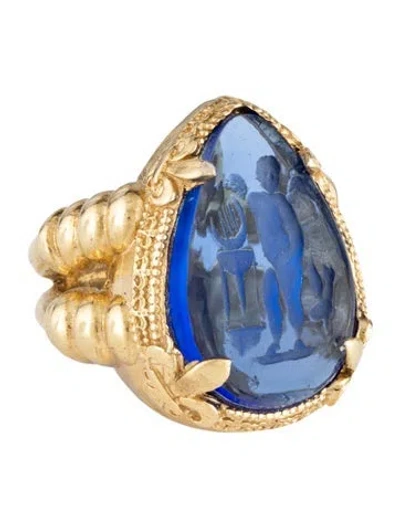 Pre-owned Tagliamonte Glass Venetian Cameo Cocktail Ring In Blue