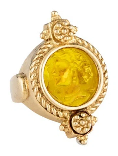 Pre-owned Tagliamonte Glass Venetian Cameo Cocktail Ring In Multi