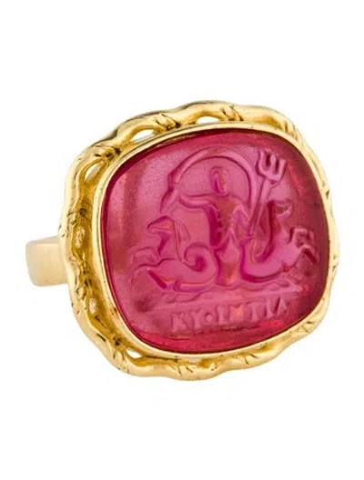 Pre-owned Tagliamonte Glass Venetian Cameo Cocktail Ring In Pink
