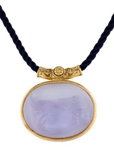 Pre-owned Tagliamonte Glass Venetian Cameo Pendant Necklace, 19.5" In Multi
