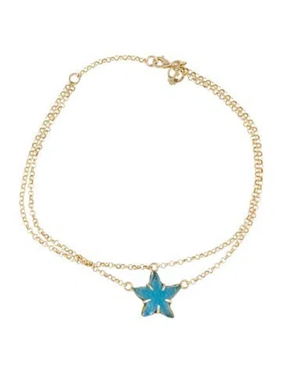 Pre-owned Tagliamonte Glass Venetian Starfish Anklet In Blue