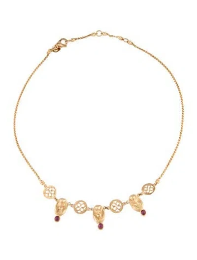 Pre-owned Tagliamonte Glass-filled Ruby Egyptian Station Necklace, 19.25" In Multi