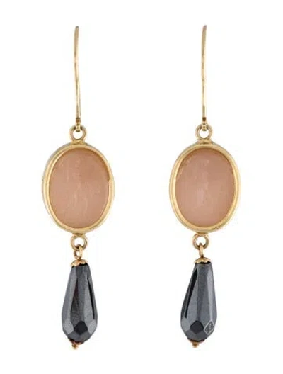 Pre-owned Tagliamonte Hematine & Sunstone Intaglio Drop Earrings In Multi