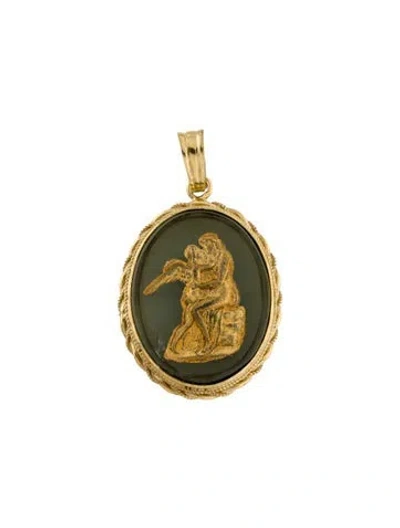 Pre-owned Tagliamonte Intaglio Cupid & Psyche Pendant In Multi