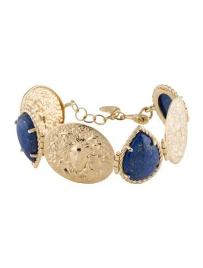 Pre-owned Tagliamonte Lapis Lazuli & Medusa Link Bracelet, 7.75", 7.75" In Multi