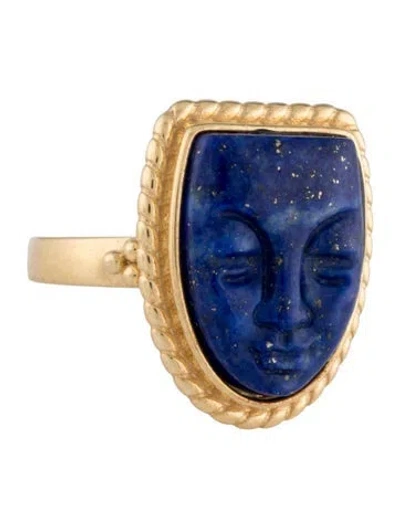 Pre-owned Tagliamonte Lapis Lazuli Cameo Mask Cocktail Ring In Multi