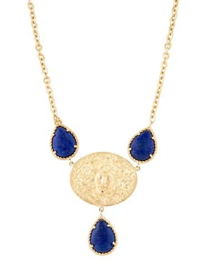Pre-owned Tagliamonte Lapis Lazuli Cameo Pendant Necklace, 19.5" In Multi