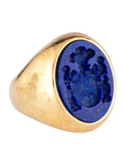 Pre-owned Tagliamonte Lapis Lazuli Crest Intaglio Cocktail Ring In Multi