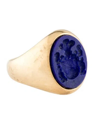 Pre-owned Tagliamonte Lapis Lazuli Crest Intaglio Signet Ring In Multi