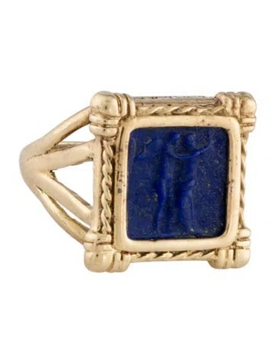Pre-owned Tagliamonte Lapis Lazuli Dancing Angels Cameo Cocktail Ring In Multi