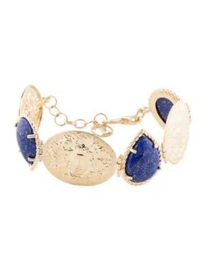 Pre-owned Tagliamonte Lapis Lazuli Station Bracelet, 8" In Multi