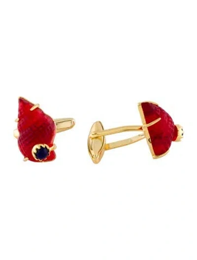 Pre-owned Tagliamonte Lapis Lazuli Venetian Conch Shell Cameo Cufflinks In Multi