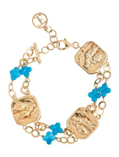 Pre-owned Tagliamonte Magnesite Intaglio Station Bracelet, 7.75" In Multi