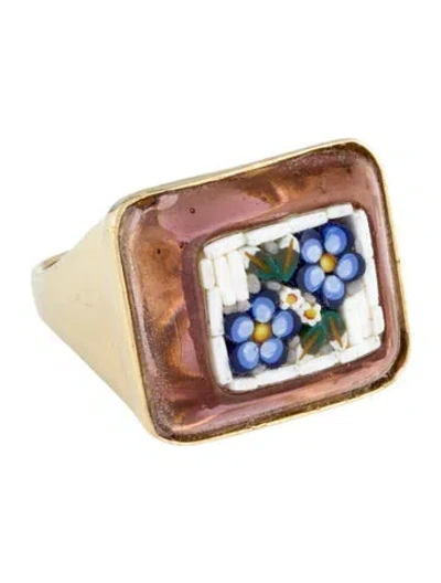 Pre-owned Tagliamonte Micro-mosaic Cocktail Ring In Multi