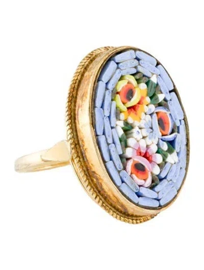 Pre-owned Tagliamonte Micromosaic Cocktail Ring In Multi