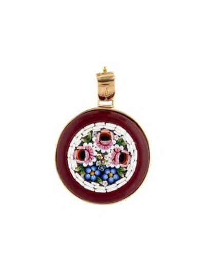 Pre-owned Tagliamonte Micromosaic Venetian Glass Cameo Pendant In Multi