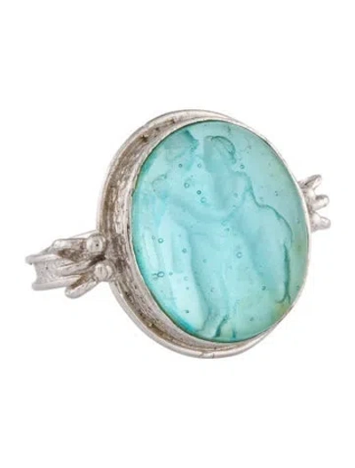 Pre-owned Tagliamonte Mother Of Pearl & Glass Cocktail Ring In Multi