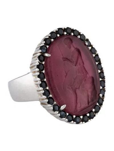 Pre-owned Tagliamonte Mother Of Pearl & Glass Doublet & Spinel Cameo Cocktail Ring In Multi