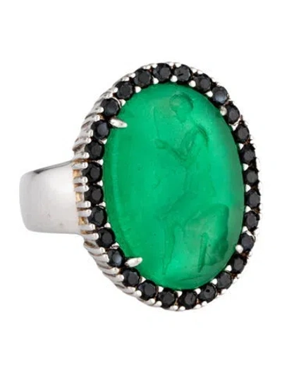 Pre-owned Tagliamonte Mother Of Pearl & Glass Doublet & Spinel Cocktail Ring In Multi