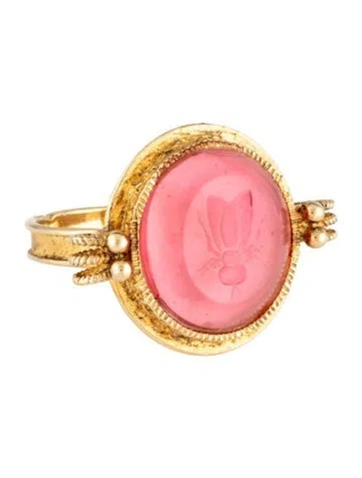 Pre-owned Tagliamonte Mother Of Pearl & Glass Doublet Cameo Bee Intaglio Ring In Multi