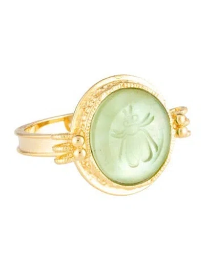 Pre-owned Tagliamonte Mother Of Pearl & Glass Doublet Cameo Bee Intaglio Ring In Multi