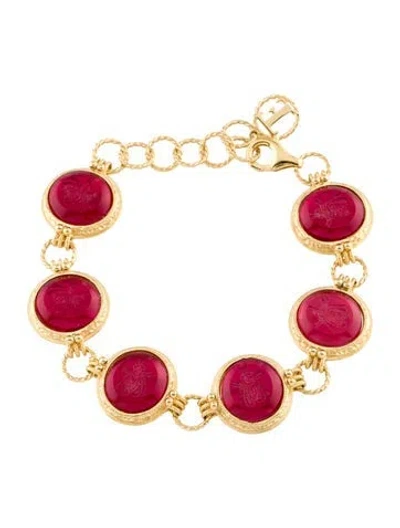 Pre-owned Tagliamonte Mother Of Pearl & Venetian Cameo Bee Intaglio Bracelet, 7.75" In Multi